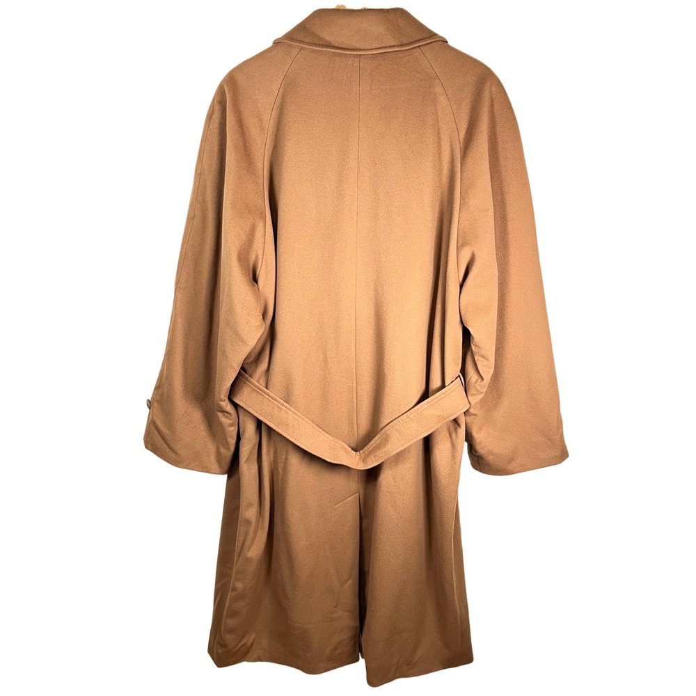 Aquascutum Wool Cashmere Belted Camel Overcoat 44 Tall Double Breasted Luxury - Picture 2 of 9